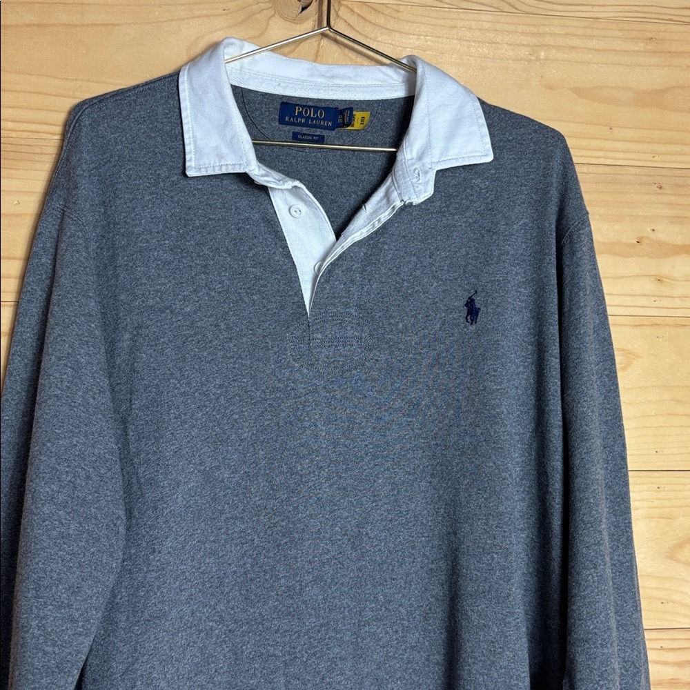 Polo‎ by Ralph Lauren Men's Dark Gray Long Sleeve Polo - Picture 4 of 6